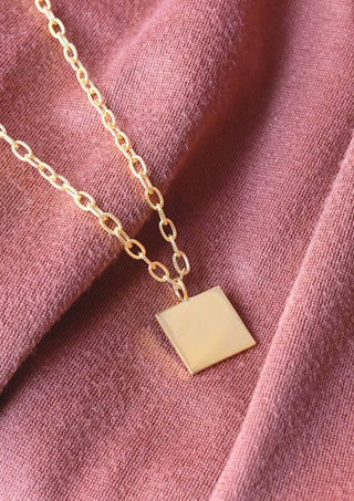Engraved Square Bar Necklace