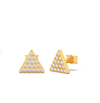 Gold Diamond Triangle Stud Earrings Yellow Gold