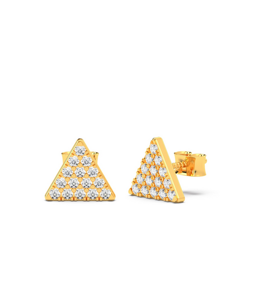 Gold Diamond Triangle Stud Earrings Yellow Gold