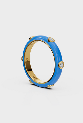 Blue Studded Enamel Ring