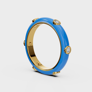 Blue Studded Enamel Ring