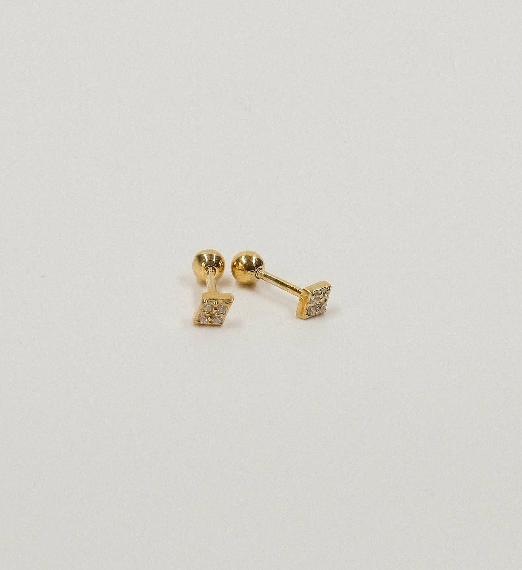 Kite Diamond Stud Yellow Gold Blue