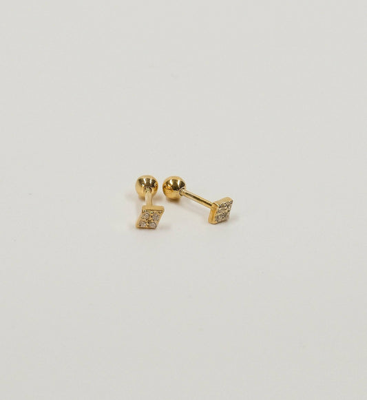 Kite Diamond Stud Yellow Gold Blue