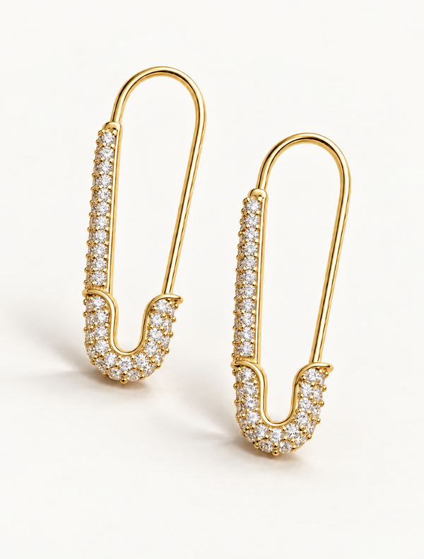 Glam Safety Pin Earrings