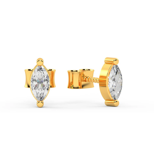 Marquise Diamond Studs Yellow Gold