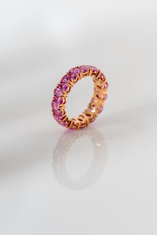 Pink Sapphire Pear Eternity Ring Yellow Gold