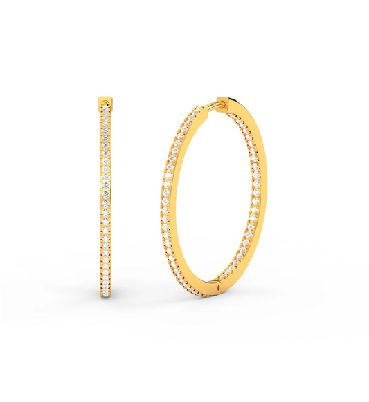 Large Hoop Diamond Earrings Yellow Gold