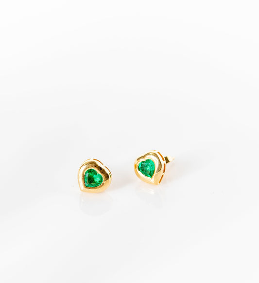 Emerald Heart Studs