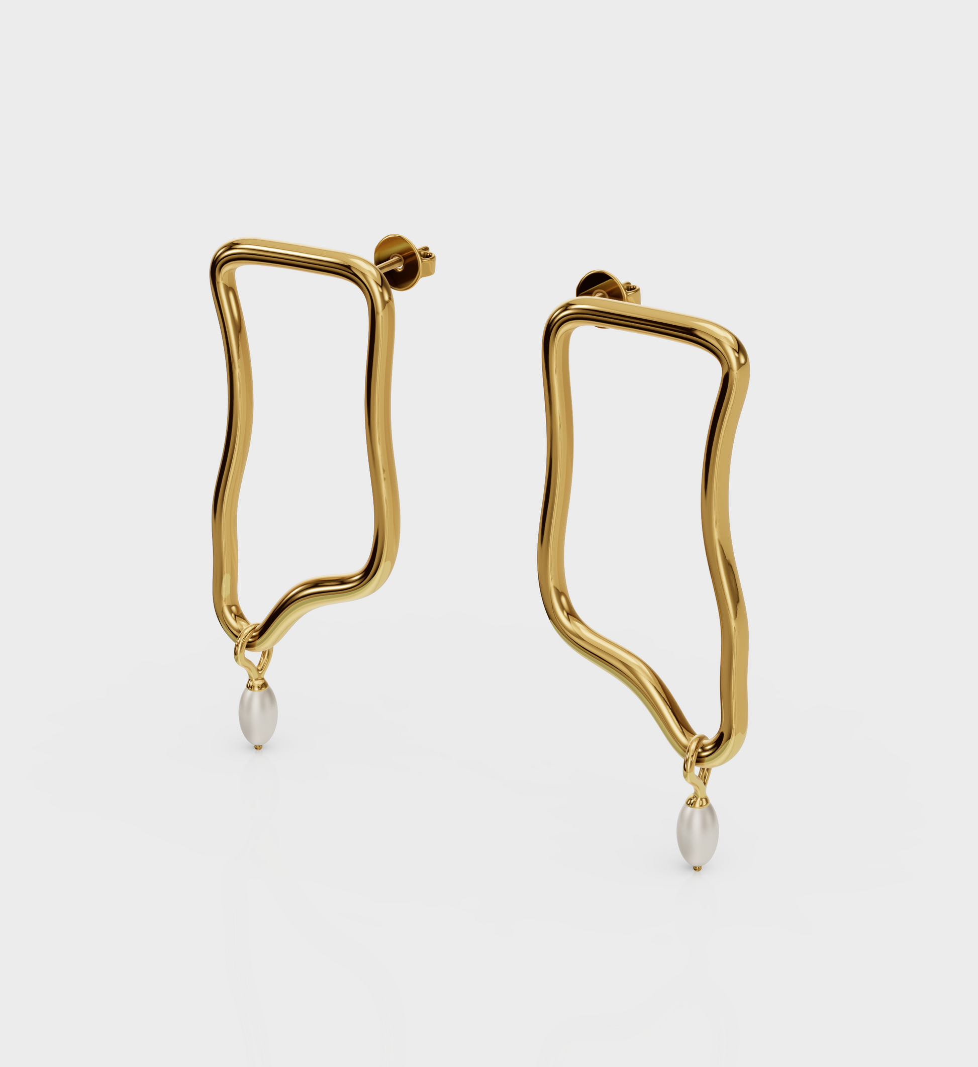 Abstract Pearl Drop Earrings