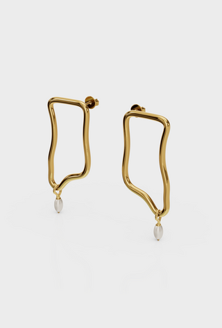 Abstract Pearl Drop Earrings