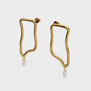 Abstract Pearl Drop Earrings