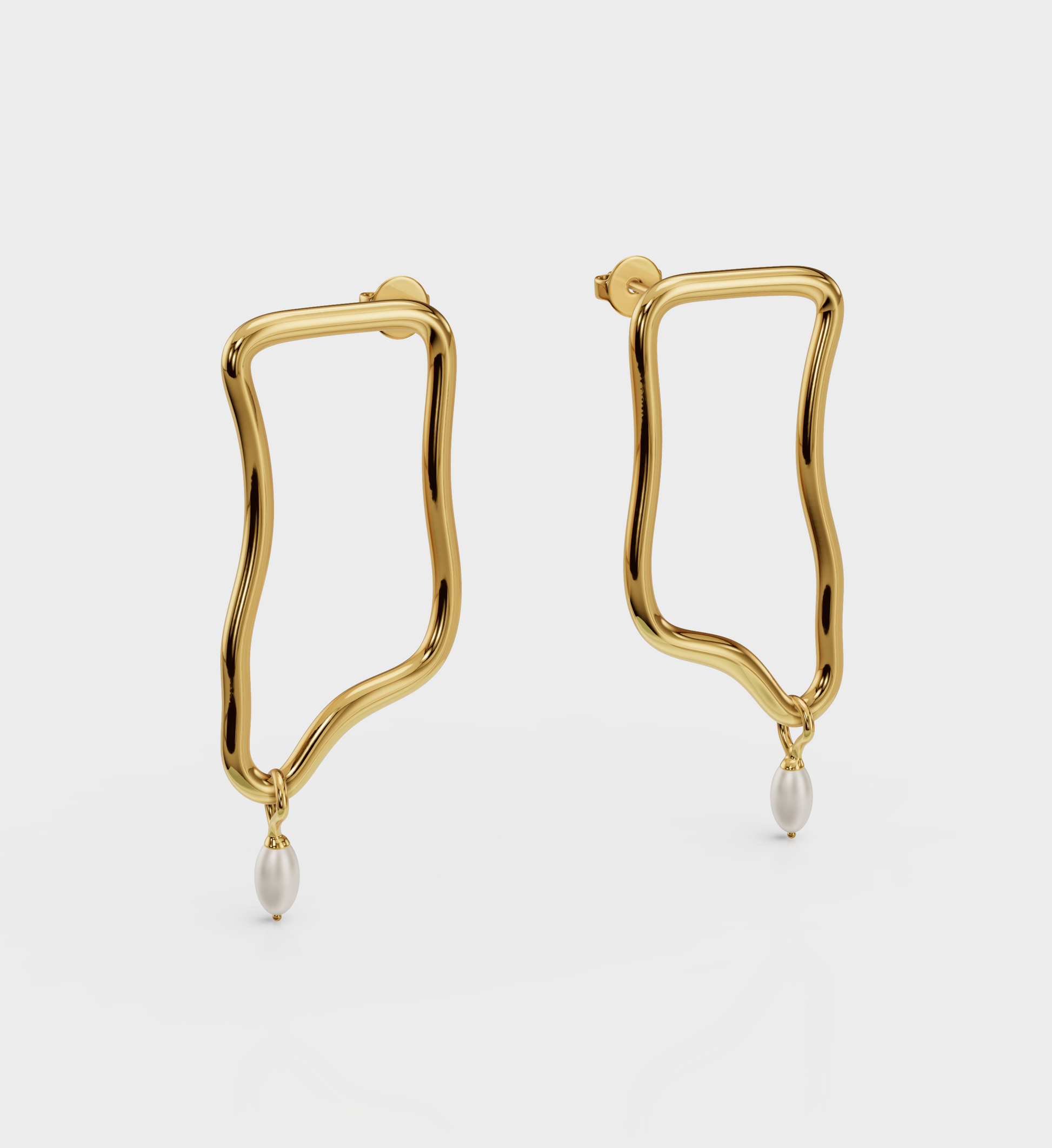 Abstract Pearl Drop Earrings