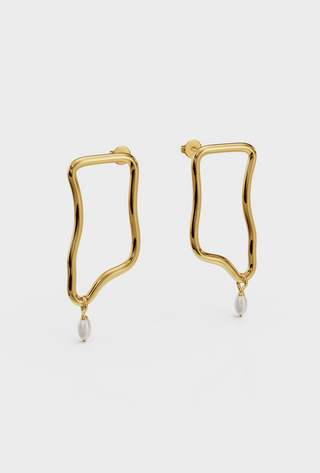 Abstract Pearl Drop Earrings