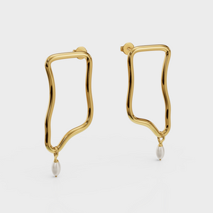 Abstract Pearl Drop Earrings