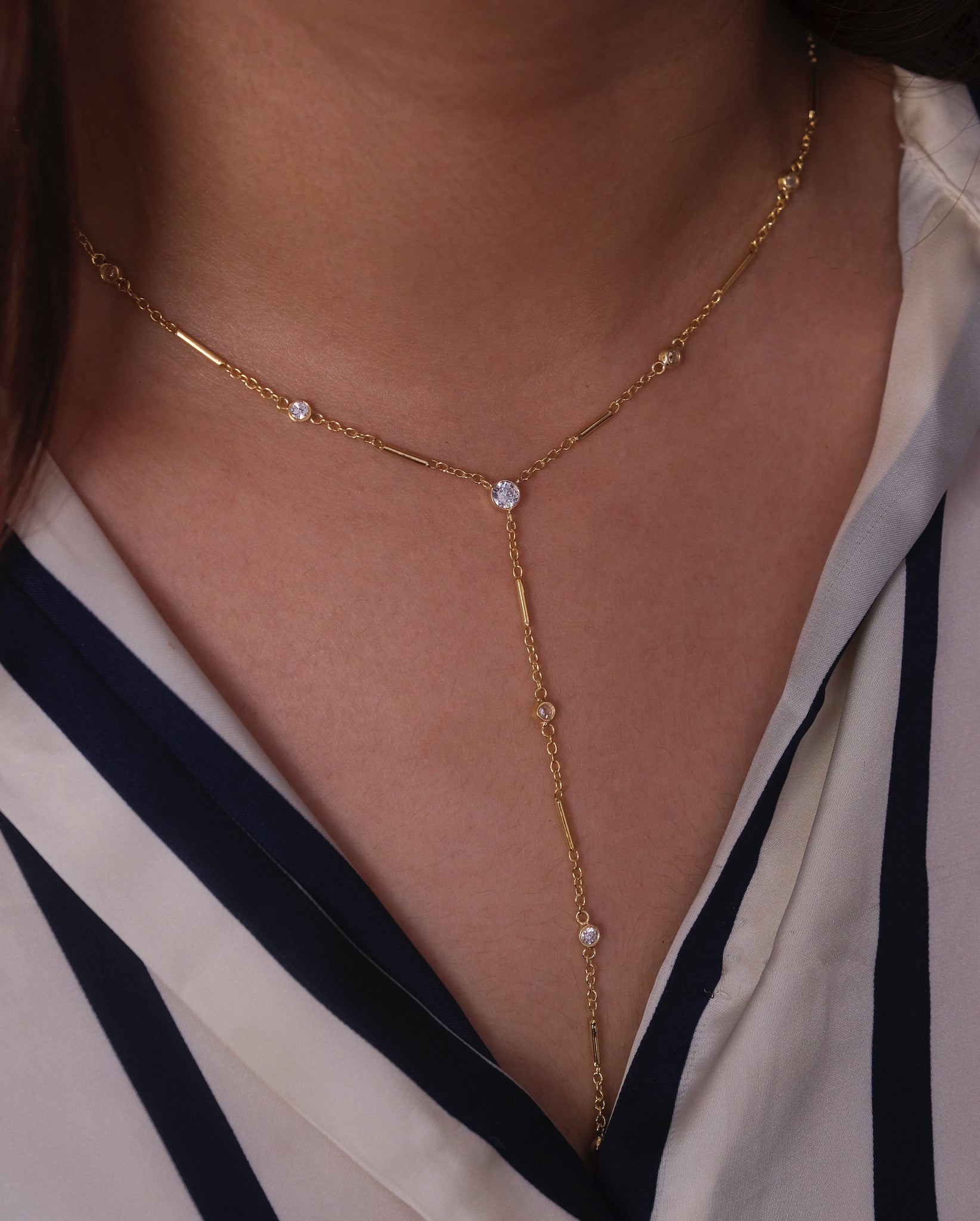 Diamond Chain Lariat Necklace