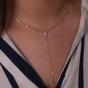 Diamond Chain Lariat Necklace