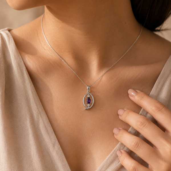 Amethyst Oval Charm