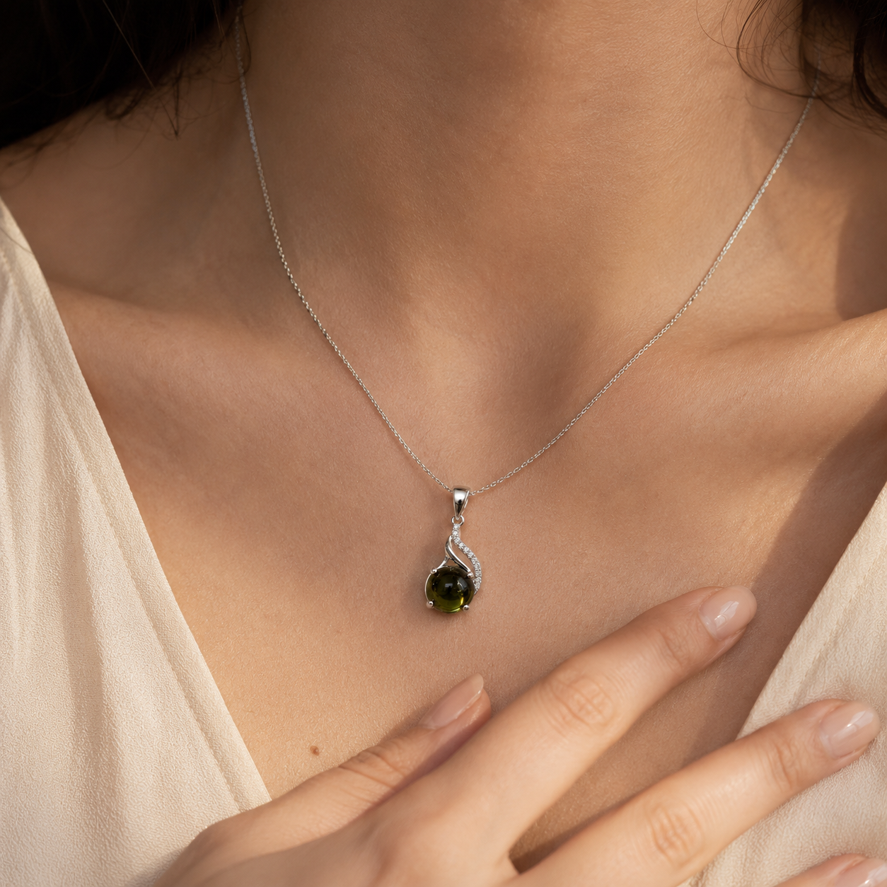 Green Tourmaline Cluster Charm