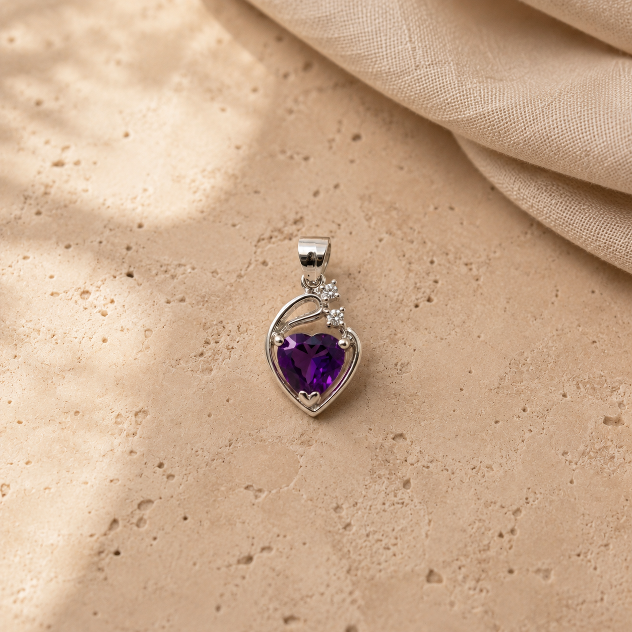 Amethyst Heart Charm