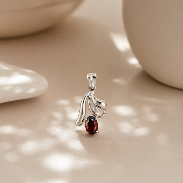 Garnet Oval Charm