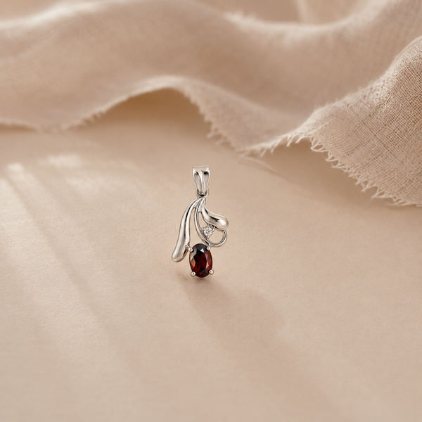 Garnet Oval Charm