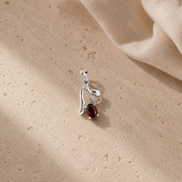 Garnet Oval Charm