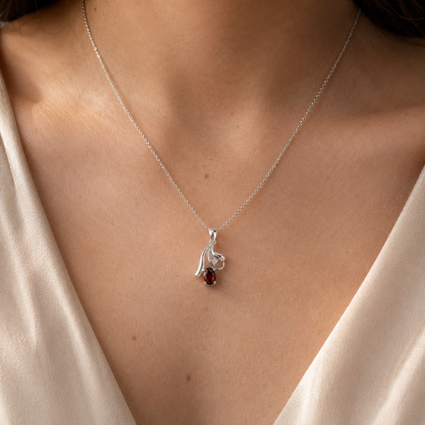 Garnet Oval Charm