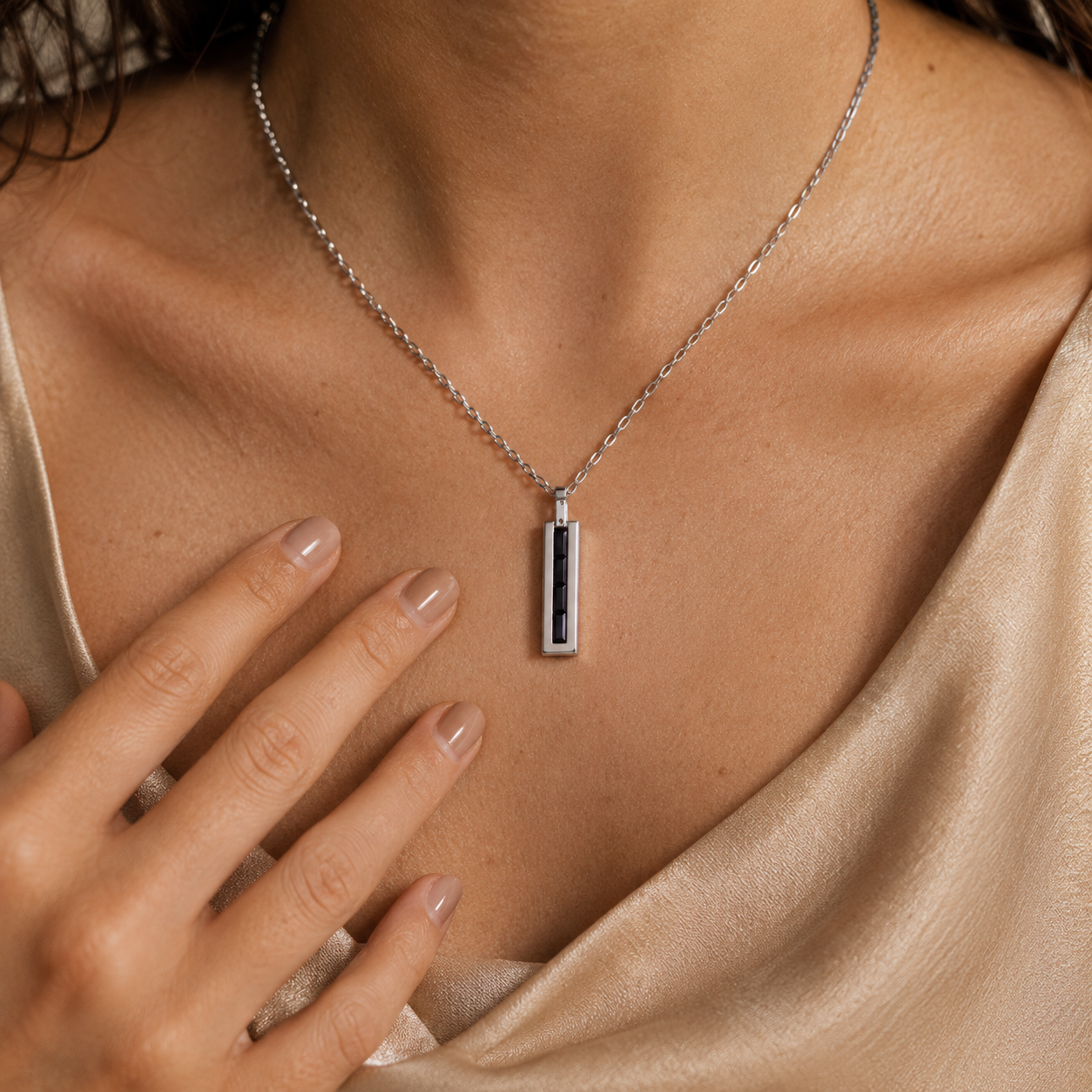 Obsidian Baguette Necklace