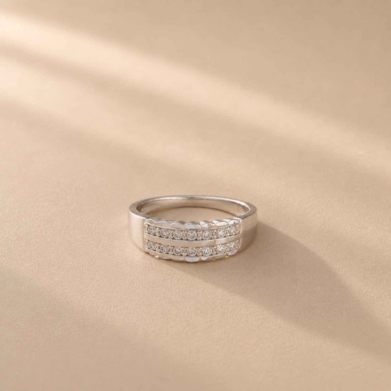 Luna Twin Row CZ Band Ring
