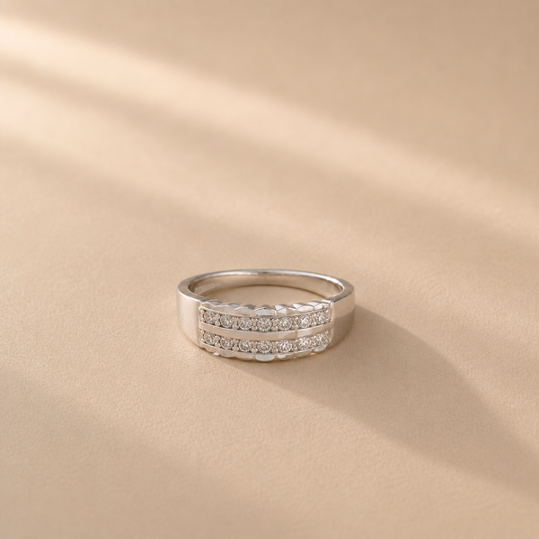 Luna Twin Row CZ Band Ring