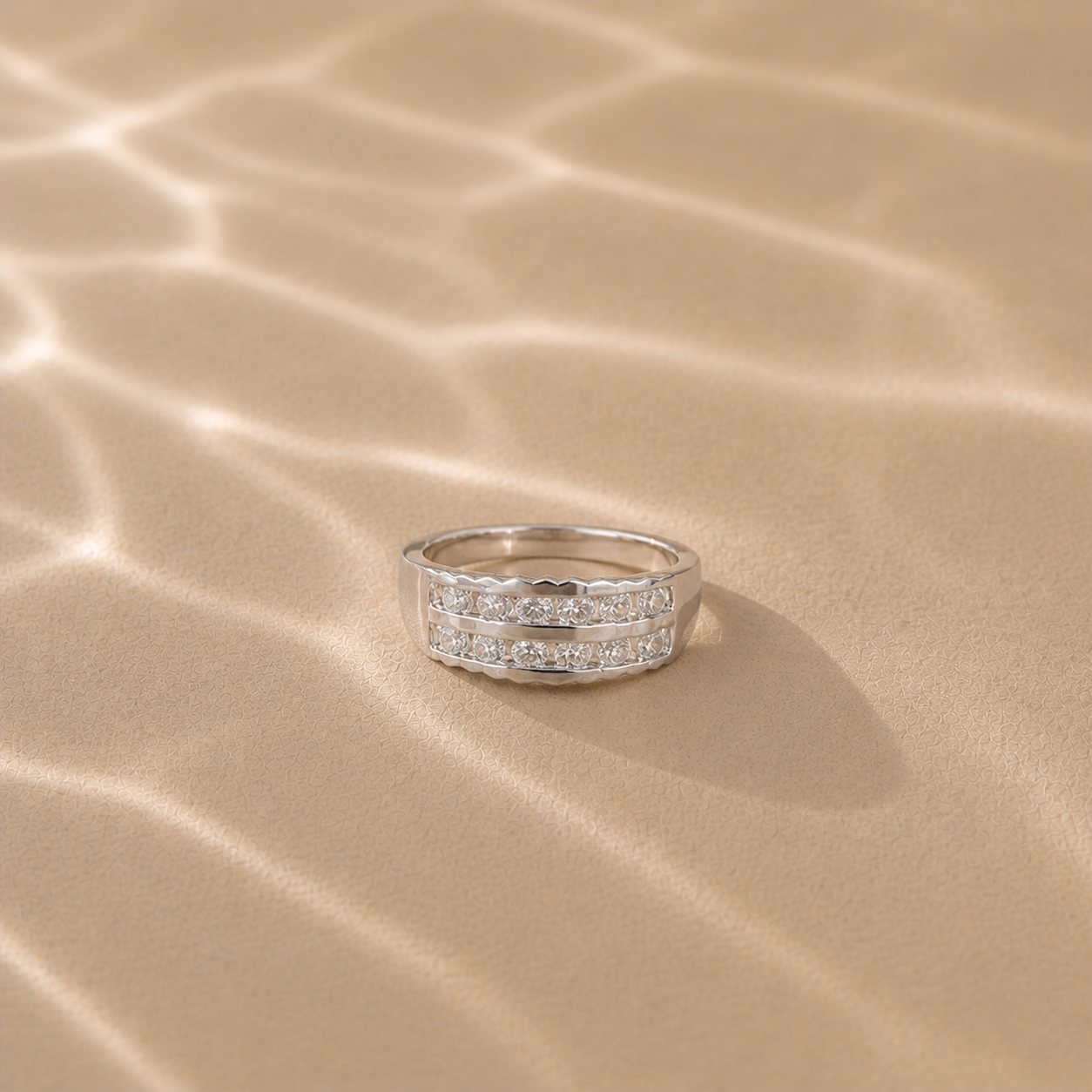 Luna Twin Row CZ Band Ring