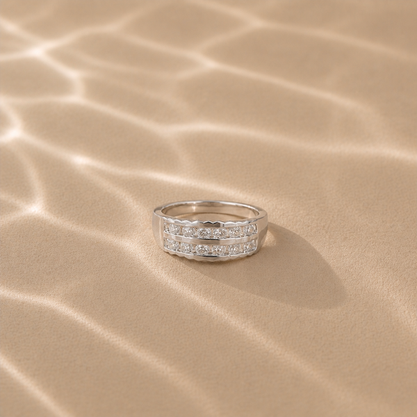 Luna Twin Row CZ Band Ring