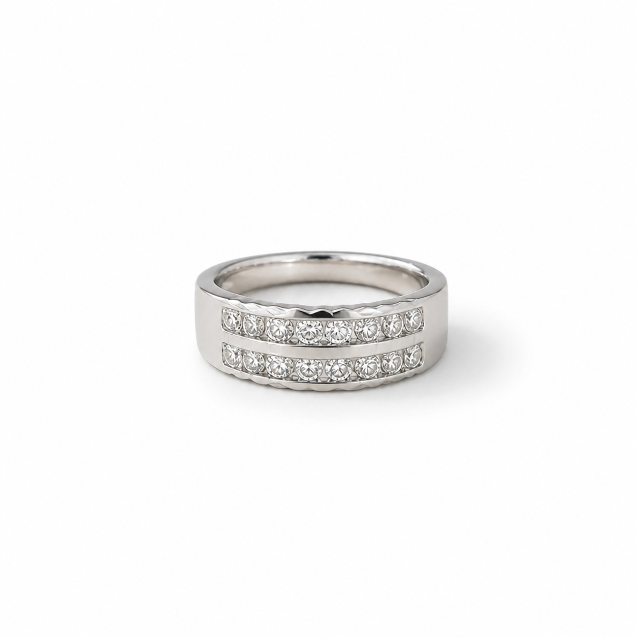 Luna Twin Row CZ Band Ring