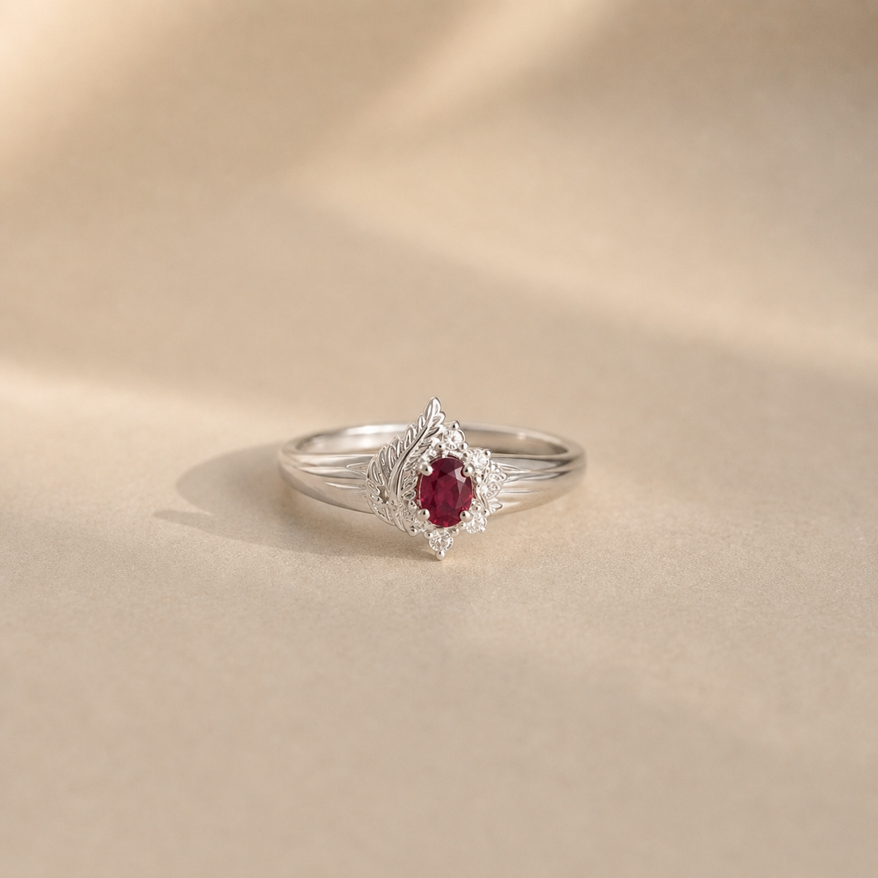 Crimson Feather Ring