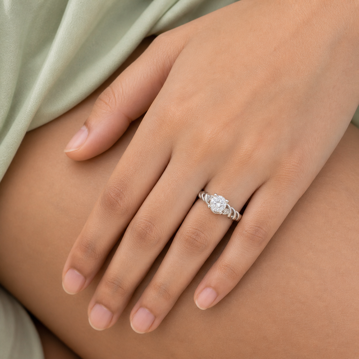 Celeste Wave Solitaire Ring