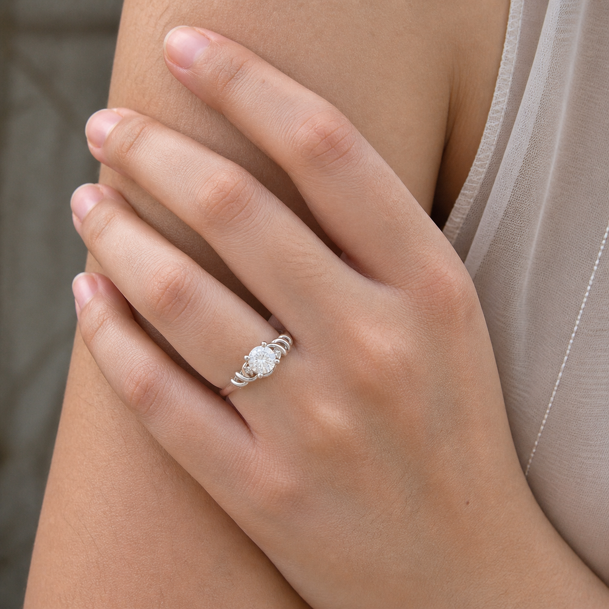 Celeste Wave Solitaire Ring