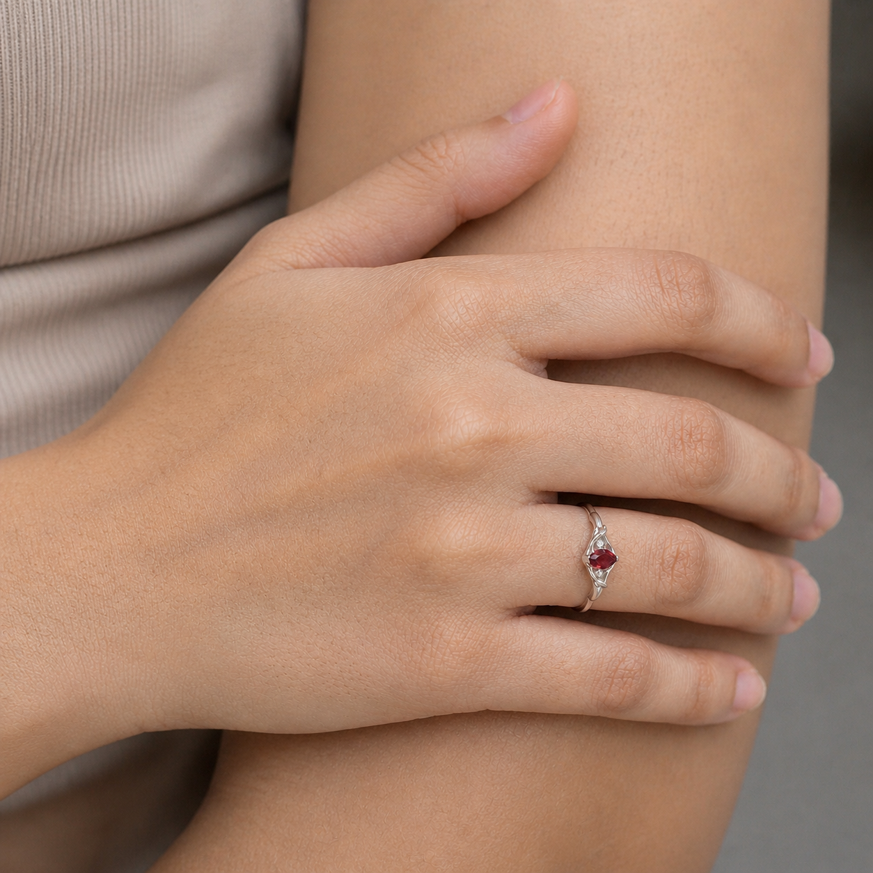 Crimson Leaf Ring