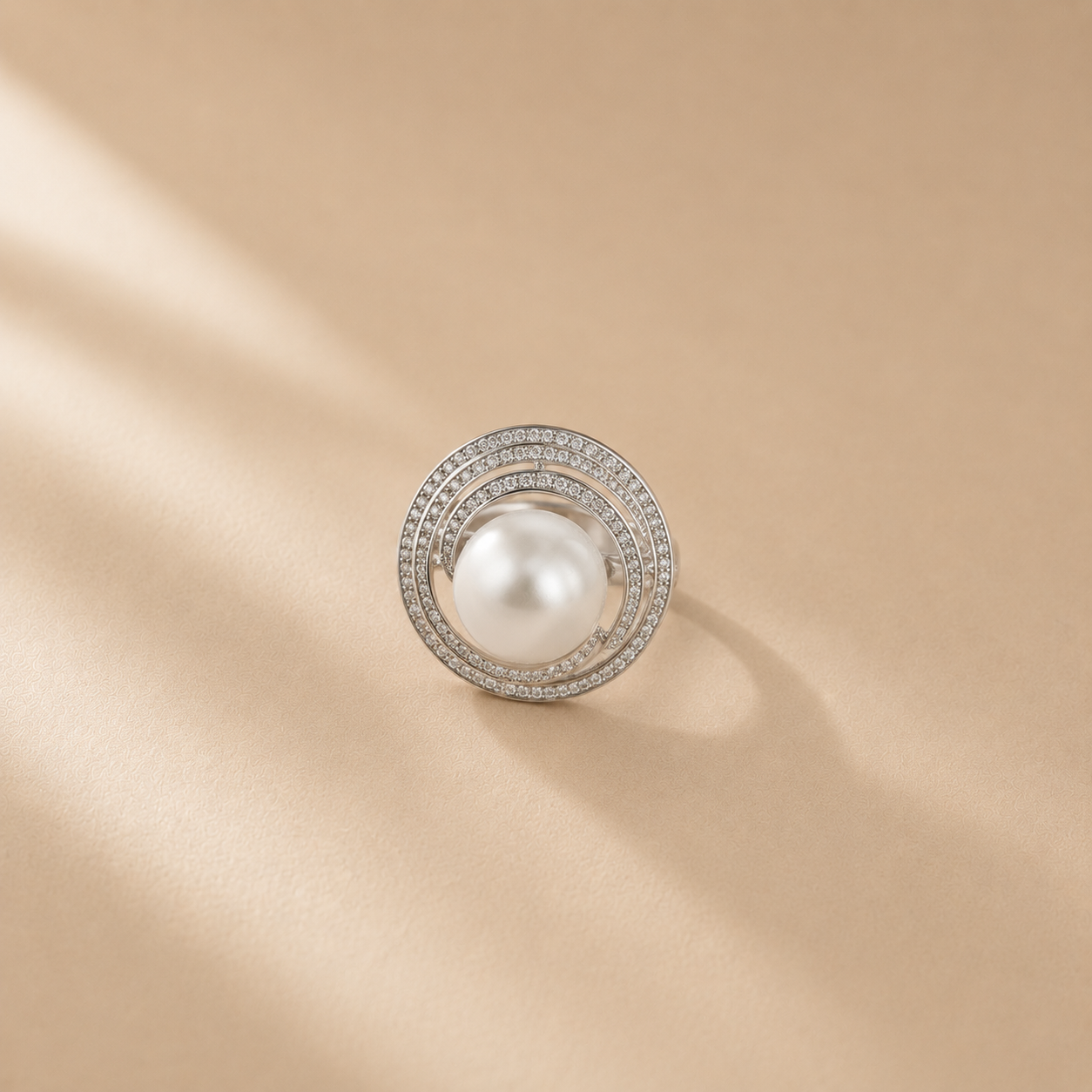 Celeste Pearl Halo Ring