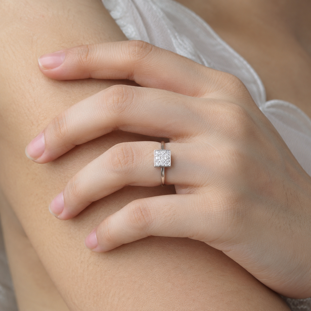 Celeste Square Pavé Ring