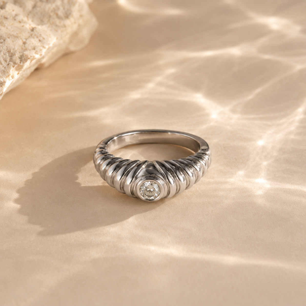 Aurielle Ribbed CZ Ring