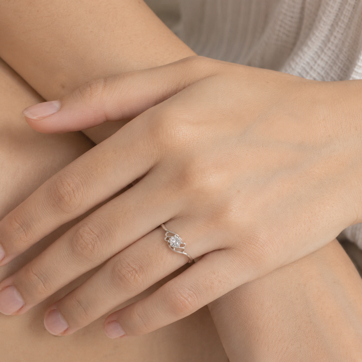 Aurielle Swirl Solitaire Ring