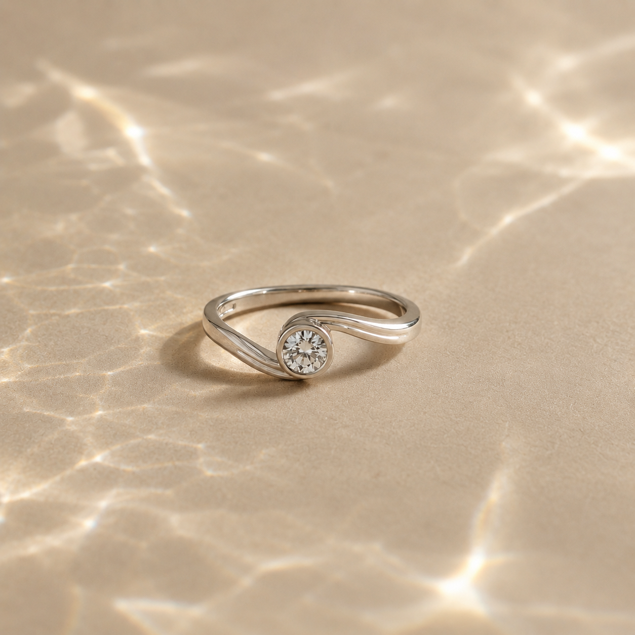 Celestia Swirl Solitaire Ring
