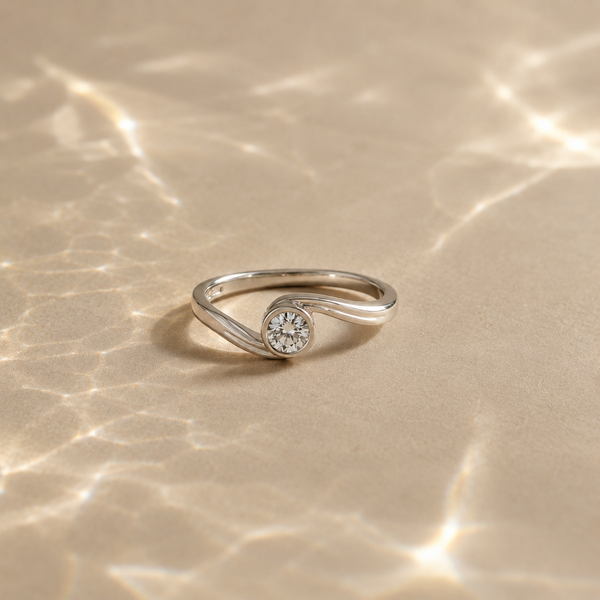 Celestia Swirl Solitaire Ring