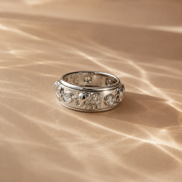 Elephant Charm Band Ring