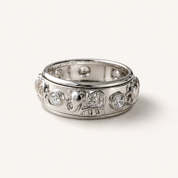 Elephant Charm Band Ring