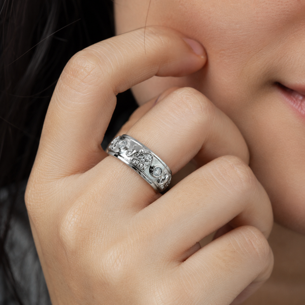 Elephant Charm Band Ring