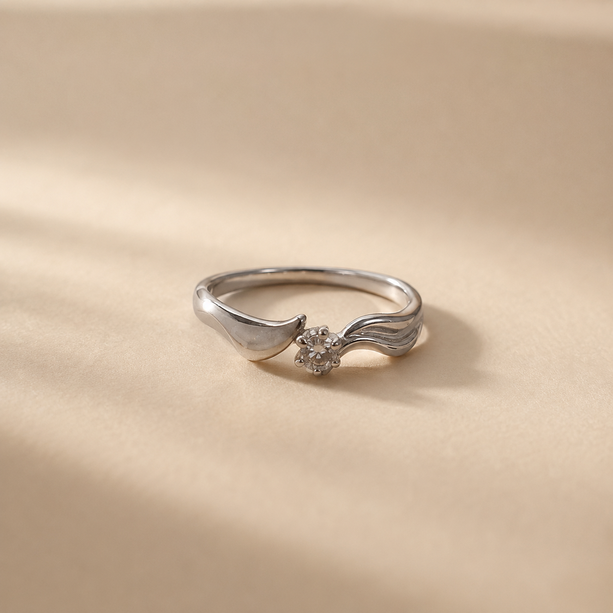 Wave Solitaire Ring