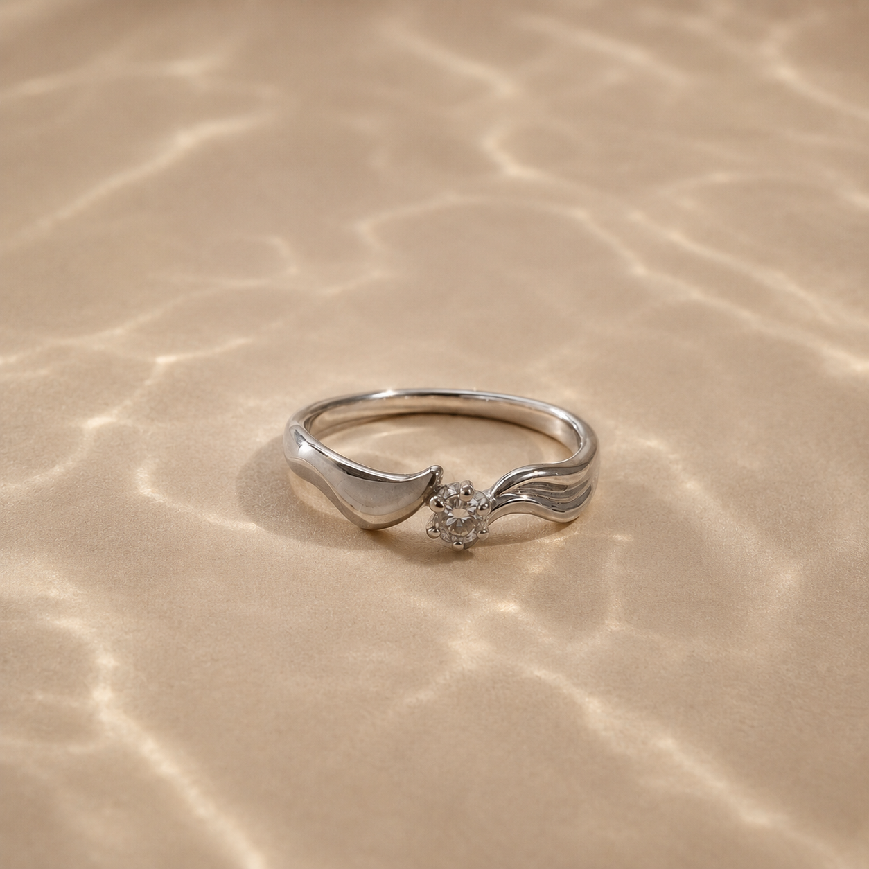 Wave Solitaire Ring