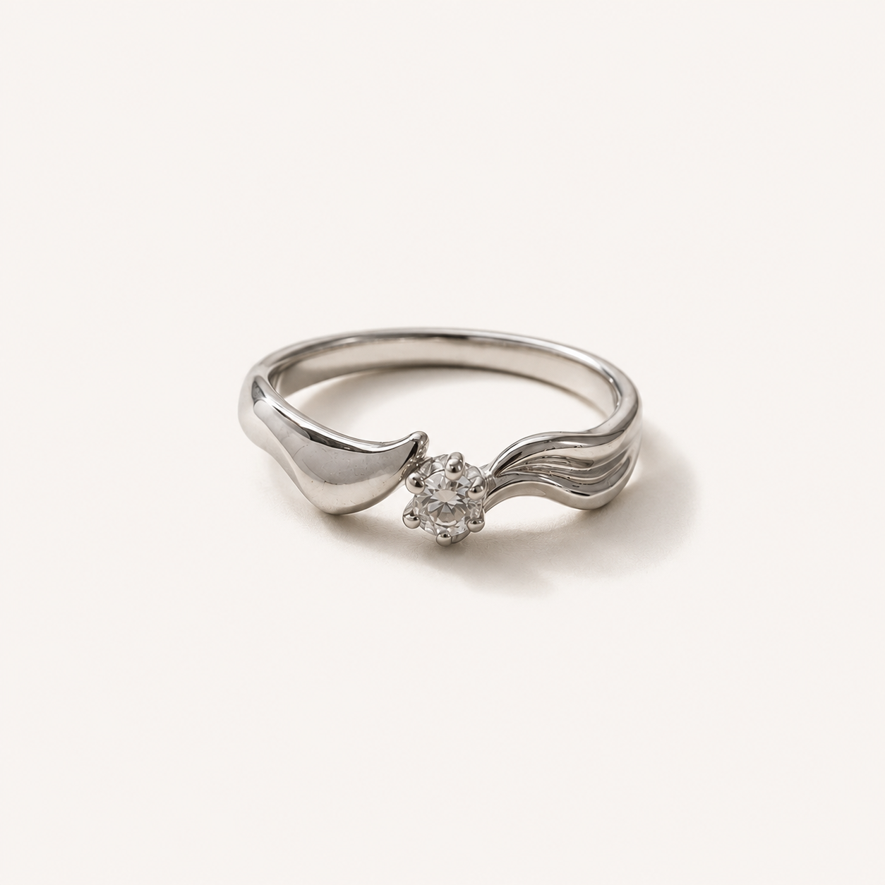 Wave Solitaire Ring