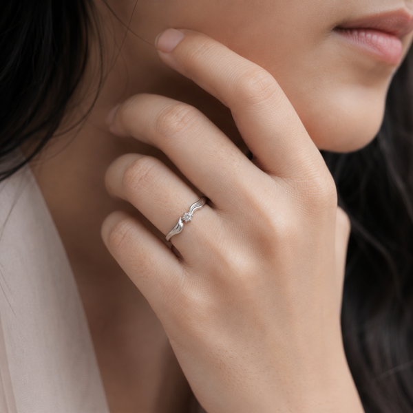 Wave Solitaire Ring